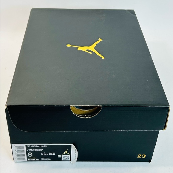 Jordan 1 Low Laser Blue Black 553558-410 Size 8 In Original Box IOB - Picture 7 of 12